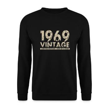Jahrgang 1969 Bursdag - Unikat - Unisex Pullover - Schwarz - Vorne - Alina (178cm) & Michal (187cm)