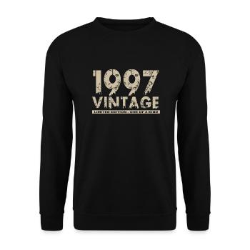 Jahrgang 1997 Bursdag - Unikat - Unisex Pullover - Schwarz - Vorne - Alina (178cm) & Michal (187cm)