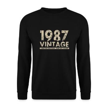 Jahrgang 1987 Bursdag - Unikat - Unisex Pullover - Schwarz - Vorne - Alina (178cm) & Michal (187cm)