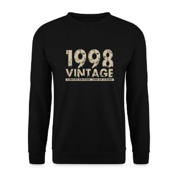 Jahrgang 1998 Bursdag - Unikat - Unisex Pullover - Schwarz - Vorne - Alina (178cm) & Michal (187cm)