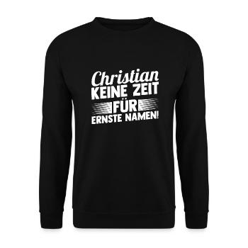 Vorname Chris Christian - Unisex Pullover - Schwarz - Vorne - Alina (178cm) & Michal (187cm)