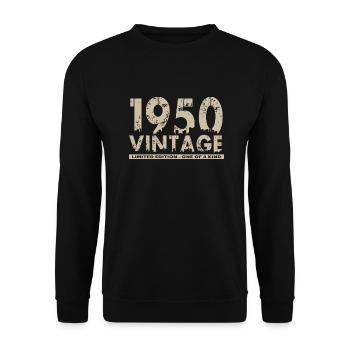 Jahrgang 1950er Bursdag - Unikat - Unisex Pullover - Schwarz - Vorne - Alina (178cm) & Michal (187cm)