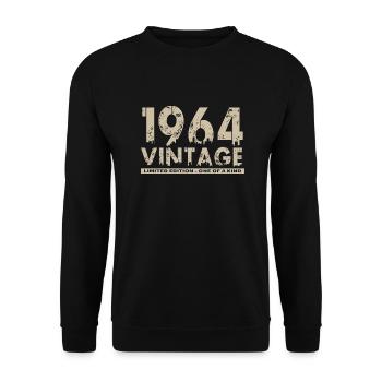 Jahrgang 1964 Bursdag - Unikat - Unisex Pullover - Schwarz - Vorne - Alina (178cm) & Michal (187cm)