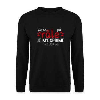 Je ne rale pas je m'exprime c'est différent drôle - Sweat-shirt Unisexe - noir - Devant - Alina (178cm) & Michal (187cm)