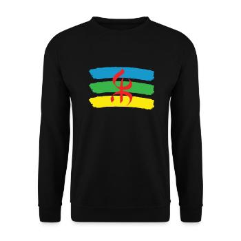 AMAZIGH BERBER YIFINAGH FLAGGE - Unisex Pullover - Schwarz - Vorne - Alina (178cm) & Michal (187cm)