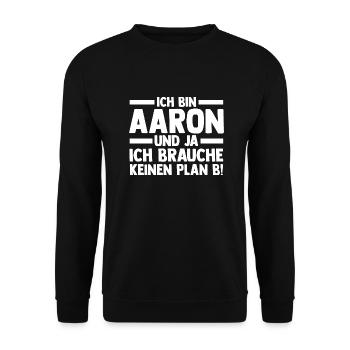 Prénom Aaron - Sweat-shirt Unisexe - noir - Devant - Alina (178cm) & Michal (187cm)