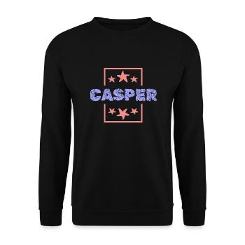Geschenk für Casper - Unisex Pullover - Schwarz - Vorne - Alina (178cm) & Michal (187cm)
