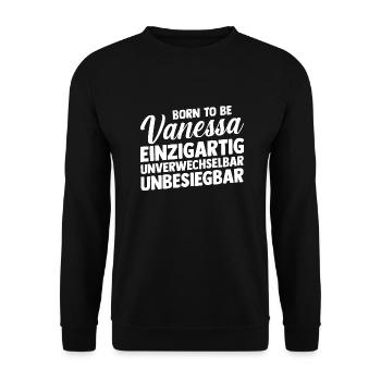 Vorname Vanessa - Unisex Pullover - Schwarz - Vorne - Alina (178cm) & Michal (187cm)