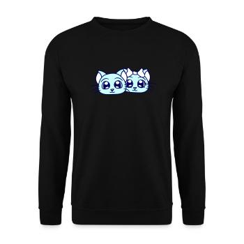 Zwei Katzen Paar 2 Romantisches verliebtes Pärchen - Unisex Pullover - Schwarz - Vorne - Alina (178cm) & Michal (187cm)