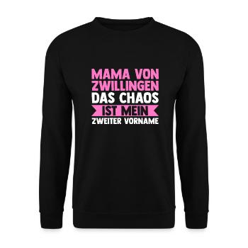Mama Von Zwillingen - Unisex Pullover - Schwarz - Vorne - Alina (178cm) & Michal (187cm)