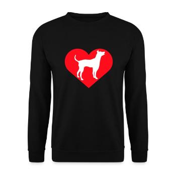 Großer Hund Herz Liebe Symbol Silhouette Umriss - Unisex Pullover - Schwarz - Vorne - Alina (178cm) & Michal (187cm)