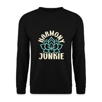 Yoga Harmony Junkie Funny Yoga - Unisex Sweatshirt - black - Front - Alina (178cm) & Michal (187cm)