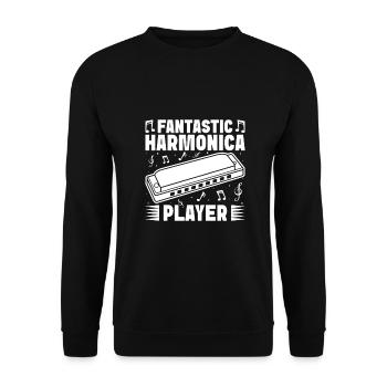 Harmonica Musican Fantastic Player Harmonica - Unisex Pullover - Schwarz - Vorne - Alina (178cm) & Michal (187cm)