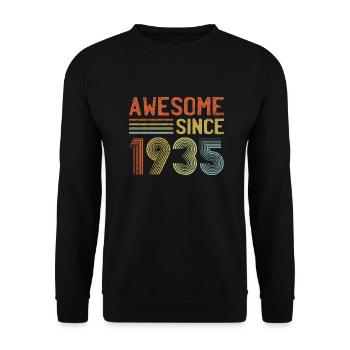 Awesome Since 1935" – Vintage Retro Birthday - Unisex Sweatshirt - black - Front - Alina (178cm) & Michal (187cm)