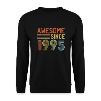Awesome Since 1995" – Retro Vintage 30. Geburtstag - Unisex Pullover - Schwarz - Vorne - Alina (178cm) & Michal (187cm)