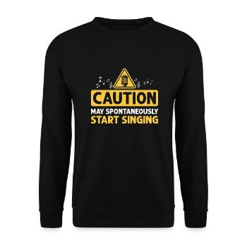 Attention peut spontanément commencer à chanter Chanteur Kar - Sweat-shirt Unisexe - noir - Devant - Alina (178cm) & Michal (187cm)