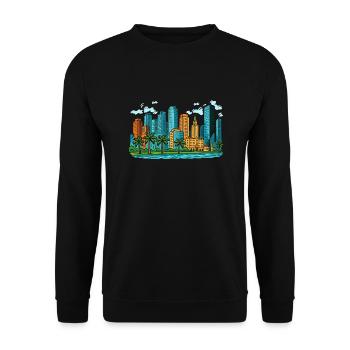 miami stadt - Unisex Pullover - Schwarz - Vorne - Alina (178cm) & Michal (187cm)