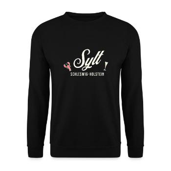 Sylt – Hummer, Sonne, Schaum im Glas - Unisex Pullover - Schwarz - Vorne - Alina (178cm) & Michal (187cm)