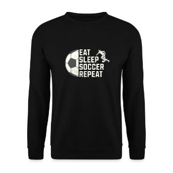 Eat. Sleep. Soccer. Repeat. – Für alle Fußballfans - Unisex Pullover - Schwarz - Vorne - Alina (178cm) & Michal (187cm)