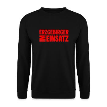 Erzgebirger im Einsatz - Unisex Pullover - Schwarz - Vorne - Alina (178cm) & Michal (187cm)