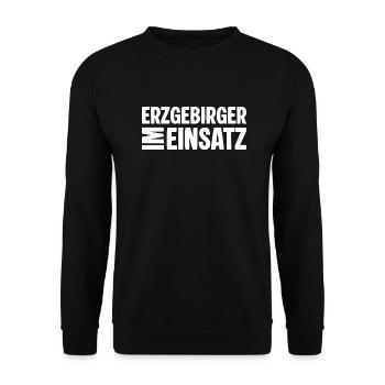 Erzgebirger im Einsatz - Unisex Pullover - Schwarz - Vorne - Alina (178cm) & Michal (187cm)