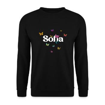 SOFIA - Beau prénom de fille avec des papillons - Sweat-shirt Unisexe - noir - Devant - Alina (178cm) & Michal (187cm)