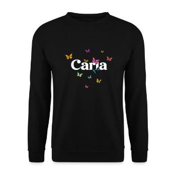 CARLA - Beautiful Girl Name with Butterflies - Unisex Sweatshirt - black - Front - Alina (178cm) & Michal (187cm)