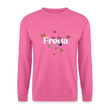 FREDA - Beau prénom de fille avec des papillons - Sweat-shirt Unisexe - rose - Devant