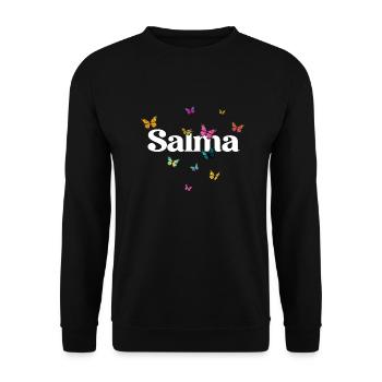 SALMA - Beautiful Girl Name with Colorful Smash - Unisex Sweatshirt - black - Front - Alina (178cm) & Michal (187cm)