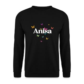 ANISA - Beau nom de fille avec Colorful Smash - Sweat-shirt Unisexe - noir - Devant - Alina (178cm) & Michal (187cm)