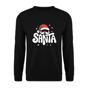 Weihnachtsmann - Cooles Vintage Comic Logo - Unisex Pullover - Schwarz - Vorne - Alina (178cm) & Michal (187cm)