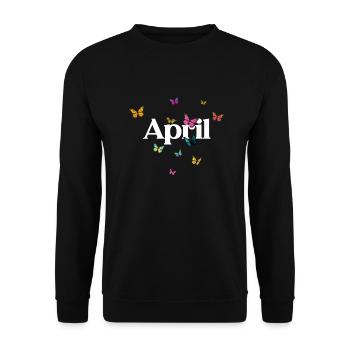 APRIL - Beautiful Girl Name with Colorful Smash - Unisex Sweatshirt - black - Front - Alina (178cm) & Michal (187cm)