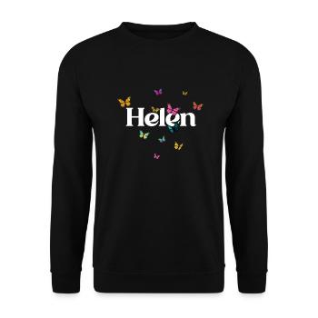 HELEN - Beautiful girl's name with colorful butterfly - Unisex Sweatshirt - black - Front - Alina (178cm) & Michal (187cm)
