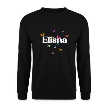 ELISHA - Beau prénom de fille avec des papillons - Sweat-shirt Unisexe - noir - Devant - Alina (178cm) & Michal (187cm)