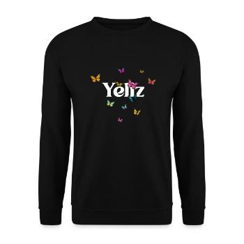 YELIZ - Beautiful Girl Name with Butterflies - Unisex Sweatshirt - black - Front - Alina (178cm) & Michal (187cm)