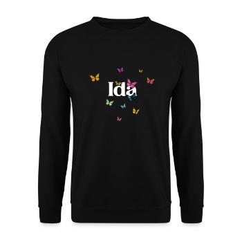 IDA- Beautiful girl name with butterflies - Unisex Sweatshirt - black - Front - Alina (178cm) & Michal (187cm)