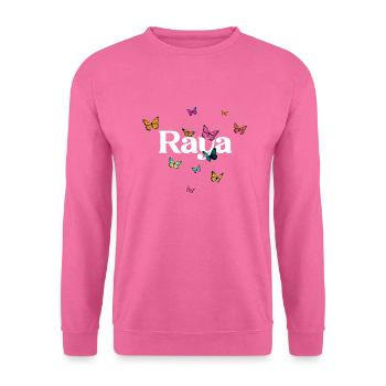 RAYA - Schöner Mädchen Name mit Schmetterlingen - Unisex Pullover - Pink - Vorne