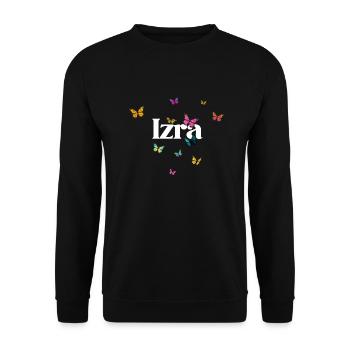 ISRA - Beautiful Girl Name with Butterflies - Unisex Sweatshirt - black - Front - Alina (178cm) & Michal (187cm)