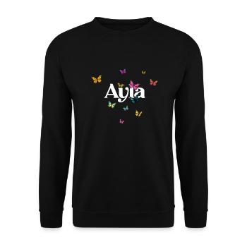 AYLA - Beau prénom de fille avec des papillons - Sweat-shirt Unisexe - noir - Devant - Alina (178cm) & Michal (187cm)