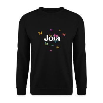 JOLA - Beautiful Girl Name with Butterflies - Unisex Sweatshirt - black - Front - Alina (178cm) & Michal (187cm)