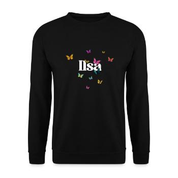 ILSA - Beau prénom de fille avec des papillons - Sweat-shirt Unisexe - noir - Devant - Alina (178cm) & Michal (187cm)