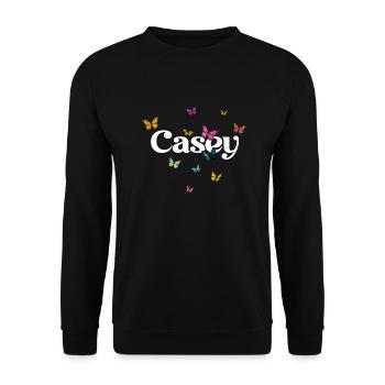 CASEY - Beau prénom de fille avec des papillons - Sweat-shirt Unisexe - noir - Devant - Alina (178cm) & Michal (187cm)