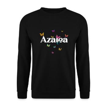 AZALEA - Beautiful girl name with butterflies - Unisex Sweatshirt - black - Front - Alina (178cm) & Michal (187cm)