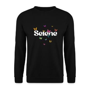 SELENE - Beau prénom de fille avec des papillons - Sweat-shirt Unisexe - noir - Devant - Alina (178cm) & Michal (187cm)