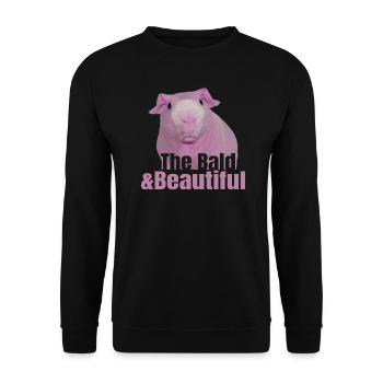 Schönes und kahles Meerschweinchen. Ein dünnes Schweinchen - Unisex Pullover - Schwarz - Vorne - Alina (178cm) & Michal (187cm)