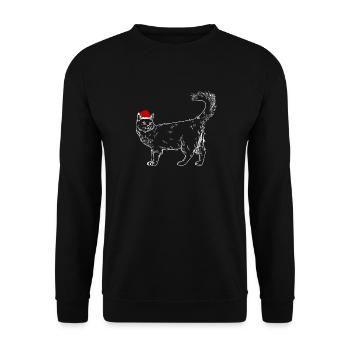 Weihnachtskatze - Unisex Pullover - Schwarz - Vorne - Alina (178cm) & Michal (187cm)