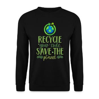 Recycle your code (green) - Sweat-shirt Unisexe - noir - Devant - Alina (178cm) & Michal (187cm)