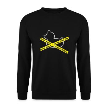Quietscheentchen Tatort - Polizeiabsperrung - Unisex Pullover - Schwarz - Vorne - Alina (178cm) & Michal (187cm)