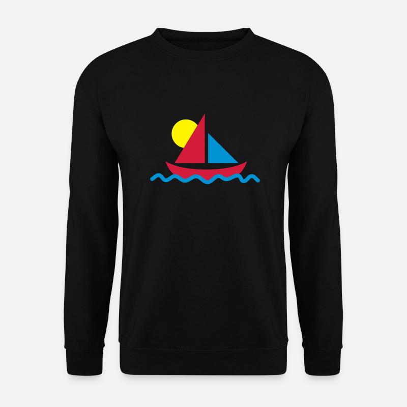 Segelboot mit Sonne - Unisex Pullover - Schwarz