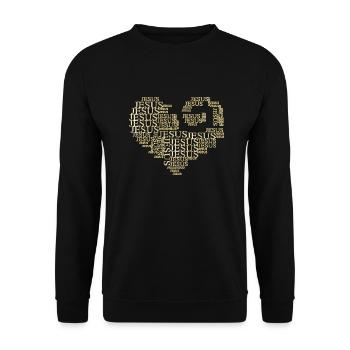 LOVE JESUS - Heart - Unisex Pullover - Schwarz - Vorne - Alina (178cm) & Michal (187cm)